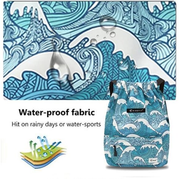 Waterproof Drawstring Bag, Gym Bag Sackpack Sports Beach Backpack for Men Women - Picture 8 of 8